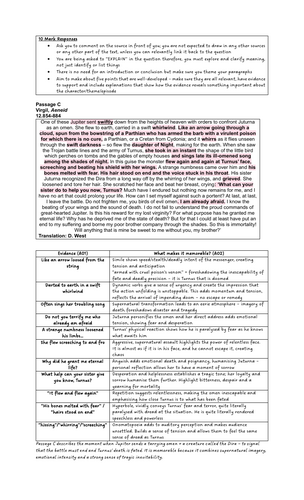 Exemplar 10 Mark Walkthrough Help Sheet - Virgil's Aeneid ('World of the Hero')