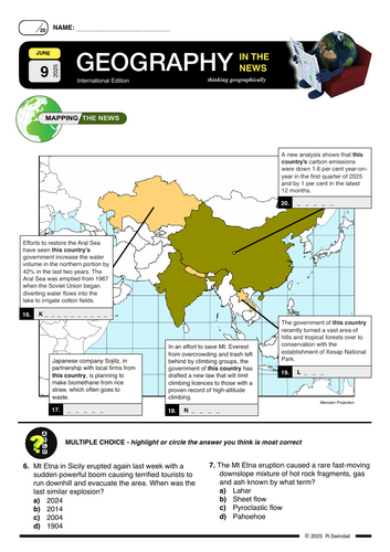 GEOGRAPHY IN THE NEWS WEEKLY QUIZ - 9TH JUNE