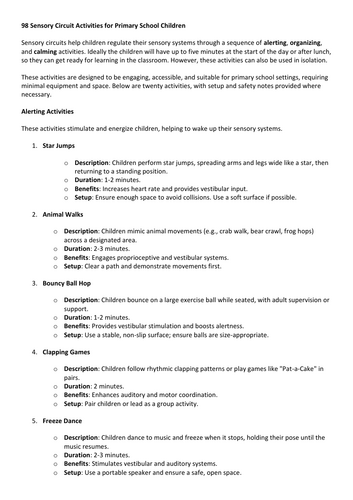 98 Sensory Circuit Activities