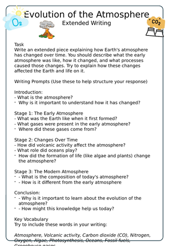 Extended Writing - Evolution of the Atmosphere