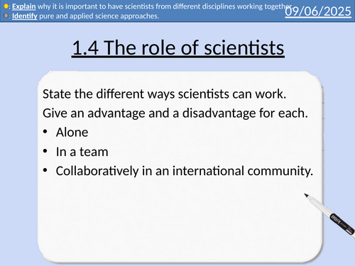 OCR AAQ in Applied Science: 1.4 The role of scientists