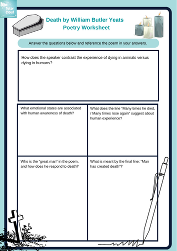 Death by William Butler Yeats  Poetry Worksheet