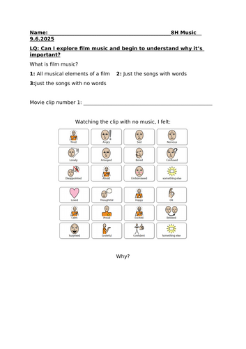Can I explore the importance of music in films? Activity sheet