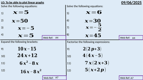 Plotting Linear Graphs