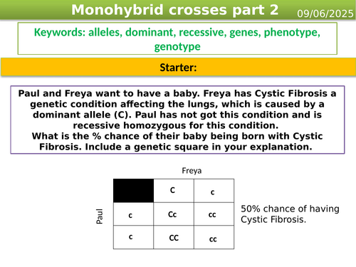 GCSE biology - Monohybrid crosses 2