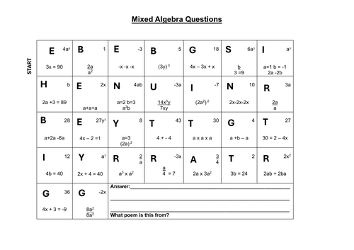 Mixed algebra puzzle