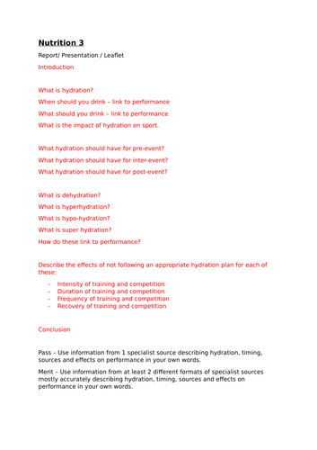 NCFE Sports Coaching level 3 Nutrition