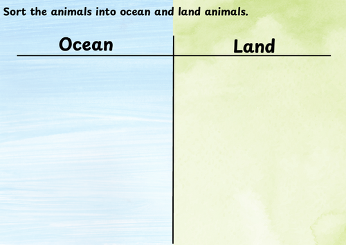 Ocean and Land Animal Sorting
