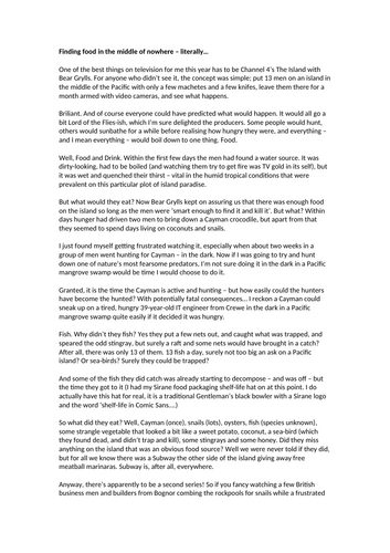 Non Fiction - Analysing a Non Fiction text