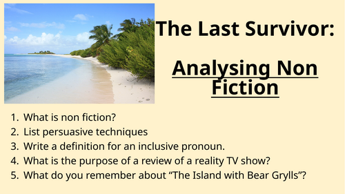 Non Fiction - Analysing a Non Fiction text