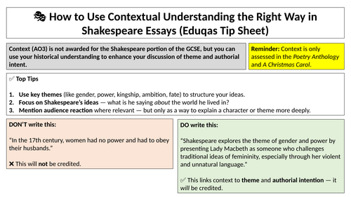 Shakespeare and Eduqas: Context that Counts