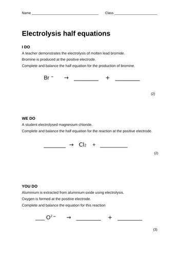 Electrolysis half equations - I do, we do, you do