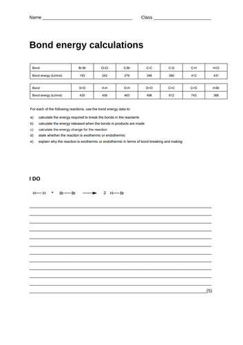 Bond energy calculations - I do, we do, you do
