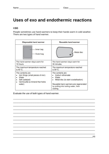 Uses of exothermic and endothermic reactions - I do, we do, you do