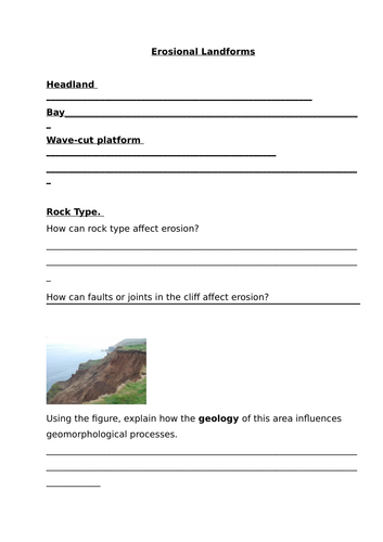 KS4 Coasts: erosional landforms