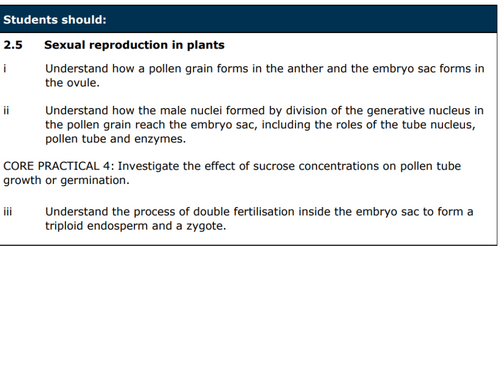 Plant Reproduction AS Level - plus Exam Qs and As
