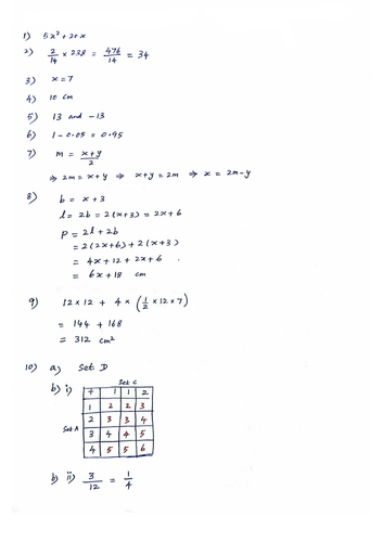 STAGE 8 PROGRESSION TEST MATHEMATICS PAPER 2 (2024) WORKED SOLUTIONS