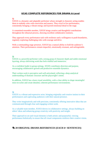 UCAS references complete for Drama students in year 12/13