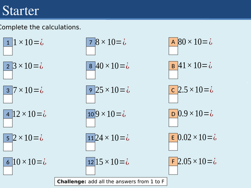 Year 7 Unit 1 Calculations