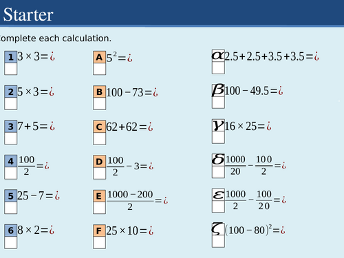 Year 7 Unit 4 Algebra intro