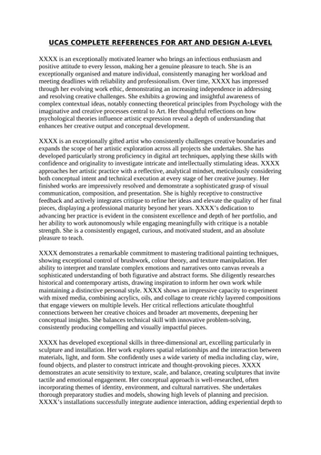 UCAS complete references for Art and Design A-Level students