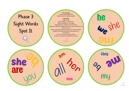 Phase 3 Sight Word Spot It!