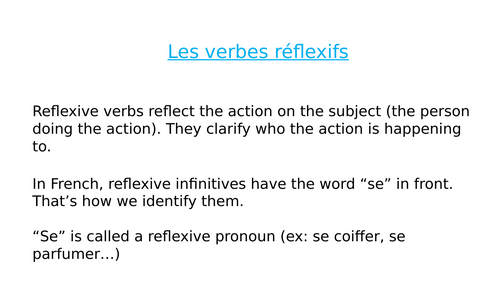 French Reflexive Verbs (KS3 and KS4 lesson and activities)