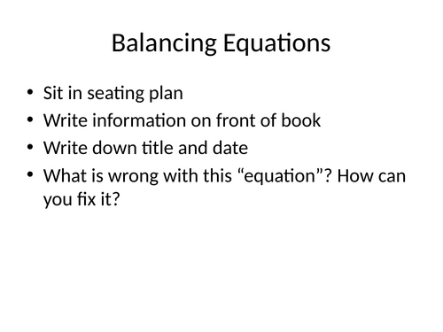 Balancing Equations