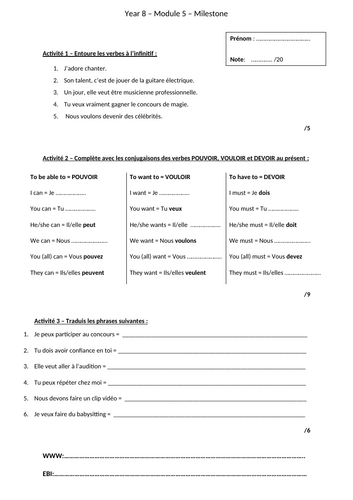 French Studio Module 5 Milestone Assessments with Correction