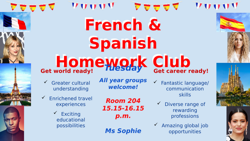 French and Spanish Homework Club Poster