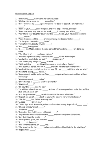 Othello Quote Gap Fill