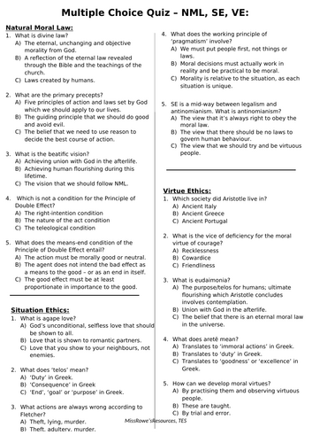 AQA Normative Ethics Starter Quiz