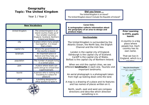 The United Kingdom KS1 Knowledge Organiser Geography