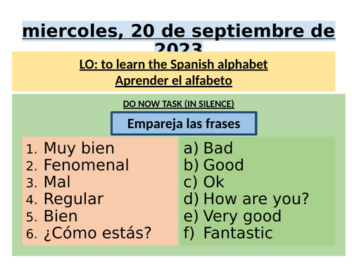KS3 Spanish Alfabet lesson