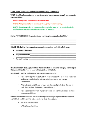 KS3 - New and Emerging Technologies
