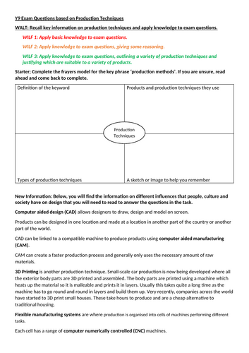 Year 9 - Production Techniques