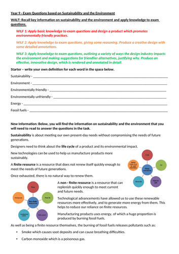 Year 9 - Sustainability and the Environment
