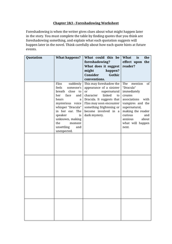 Room 13 - Foreshadowing Worksheet (Chapter 2 and 3)