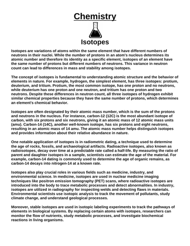 Chemistry: Isotopes “Article & Questions” Assignment