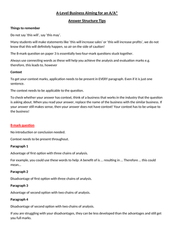 A-Level Edexcel Business Exam Structure Guide