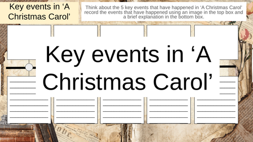 Key events worksheet in 'A Christmas Carol'