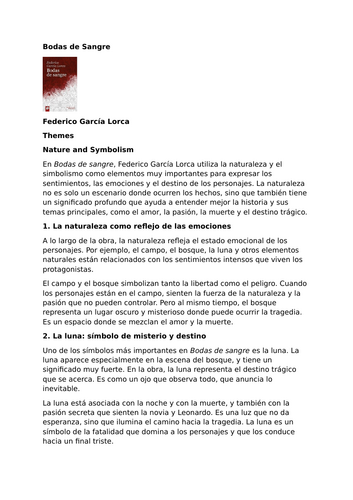 Bodas de Sangre by Federico García Lorca – Themes: Nature and Symbolism