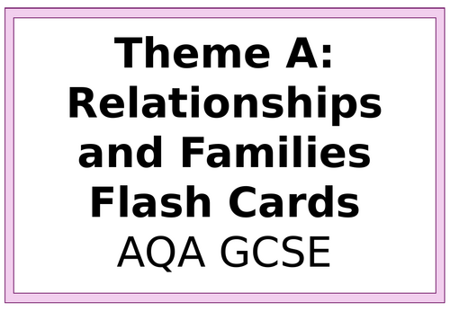 Religious Studies Emergency Revision Flash Cards – Theme A: Relationships and Families (GCSE AQA)