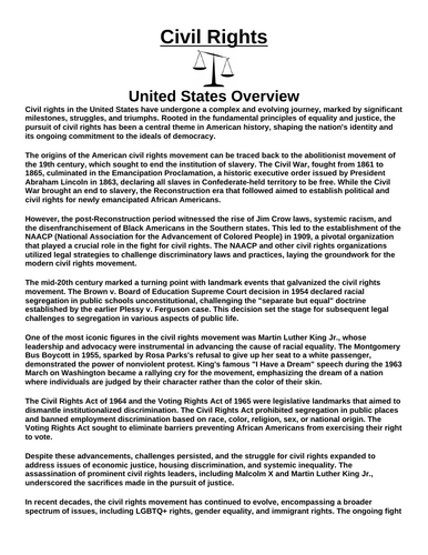 Civil Rights: Overview “Article & Questions” Assignment