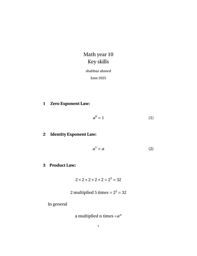LAWS OF EXPONENT GRADE 9 MATH