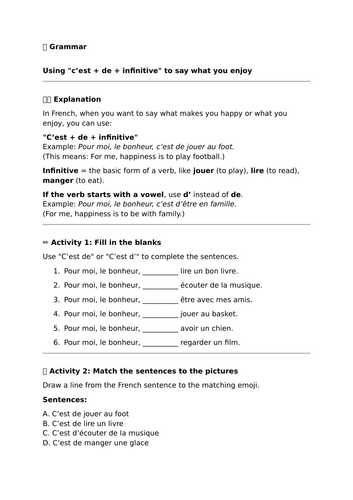 Studio 3 (Vert) - Module 5 - Le bonheur, c'est - Grammar - Infinitive to mean -ing
