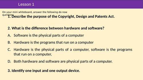 Computer Systems lesson 1- Components of a Computer System