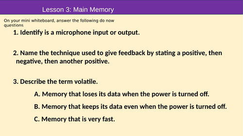 Computer Systems lesson 3 - Main Memory and Operating Systems