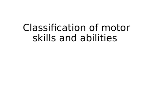 A-Level PE: Skill Classification