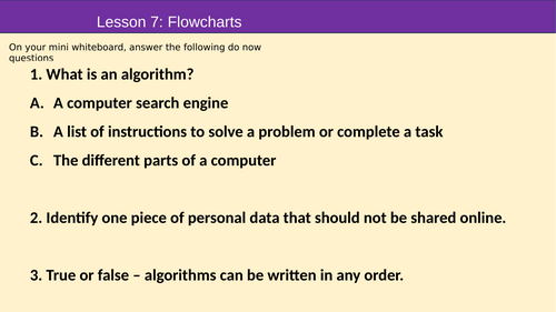 Computer Systems lesson 7 - Flowcharts